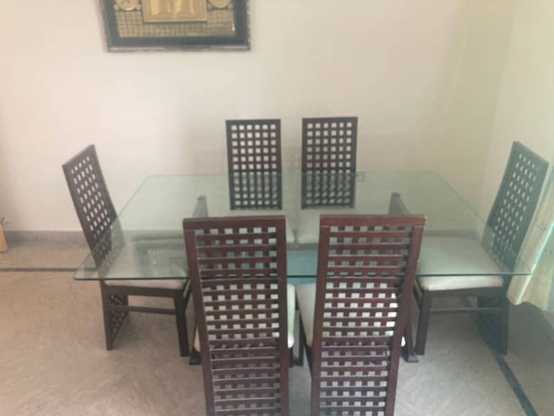 Big Dinning Table with 6 Chairs / Wood Dining Table/ 6 Wood Chairs 6