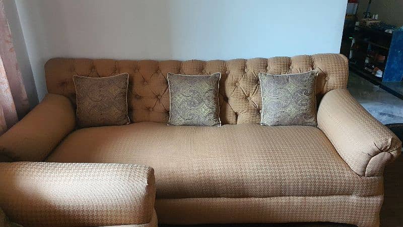 New sofa set 5 seater golden brown color 1