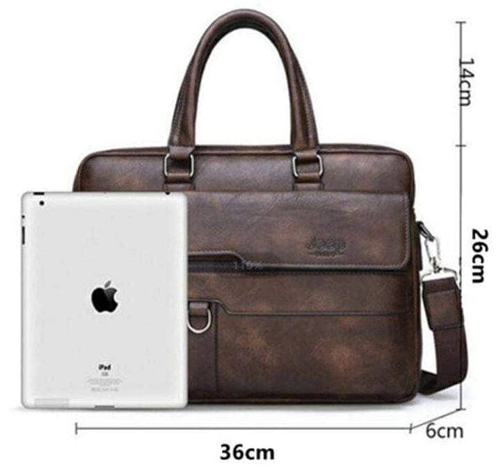 JEEP Men's Business Handbag Large Capacity Leather Briefcase Bags For 9