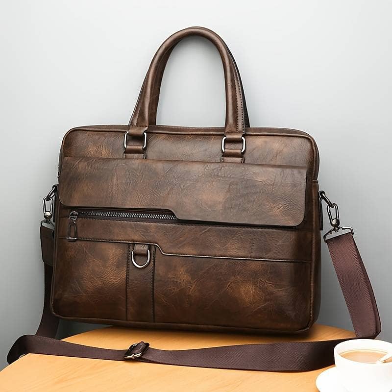 JEEP Men's Business Handbag Large Capacity Leather Briefcase Bags For 17