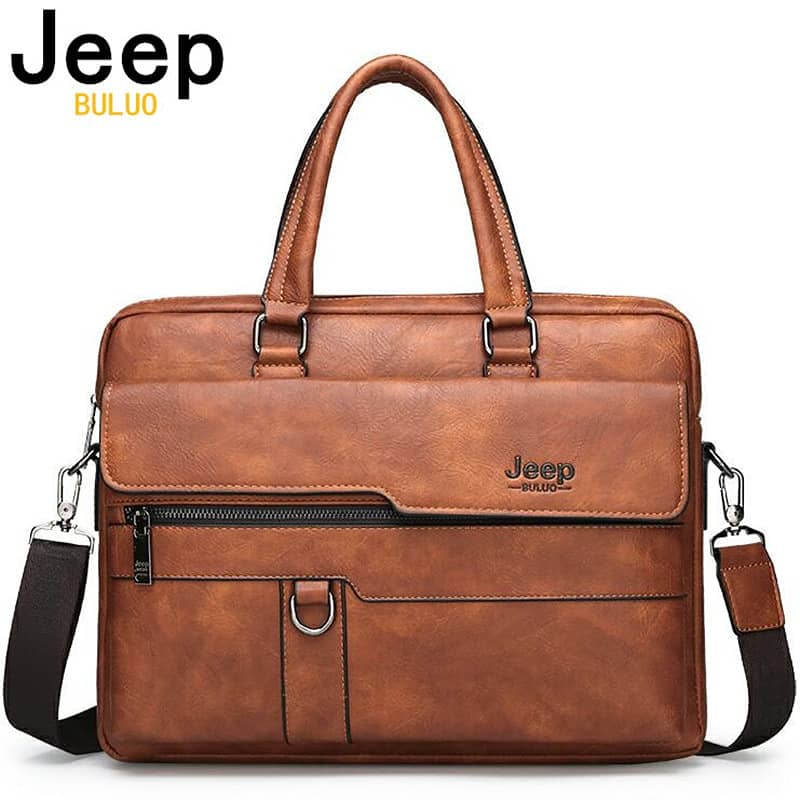 JEEP Men's Business Handbag Large Capacity Leather Briefcase Bags For 2