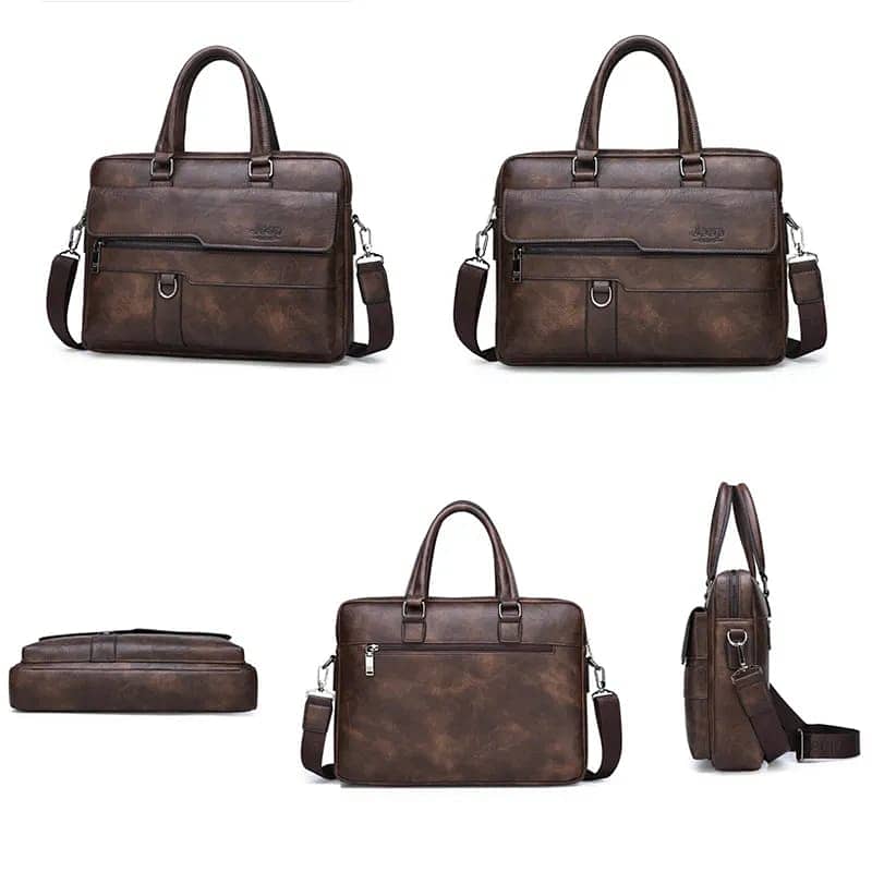 JEEP Men's Business Handbag Large Capacity Leather Briefcase Bags For 17