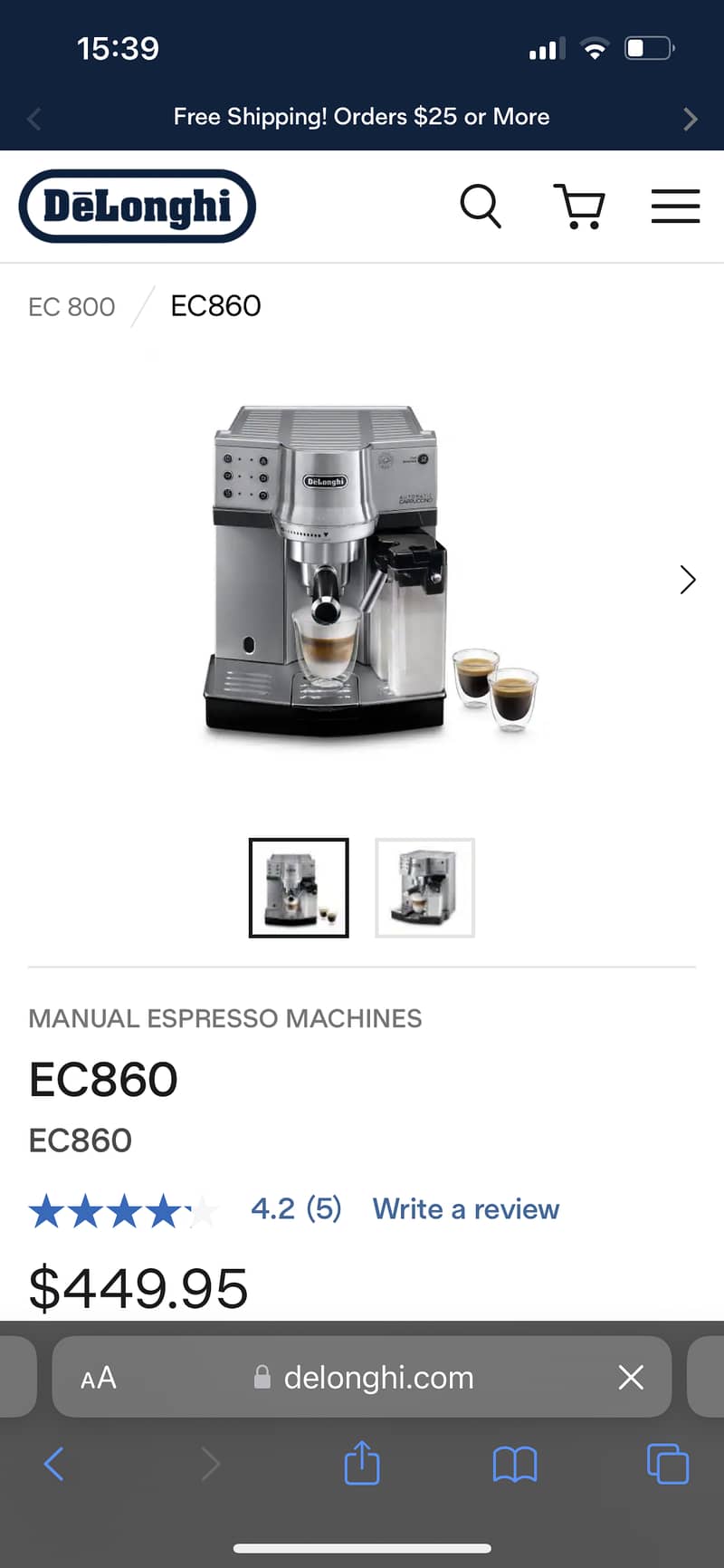 DE Longhi ESPRESSO Coffee MACHINES  EC860 1