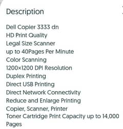 Dell 3333 DN legal size printer