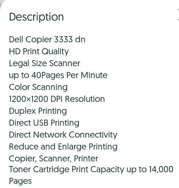 Dell 3333 DN legal size printer 0