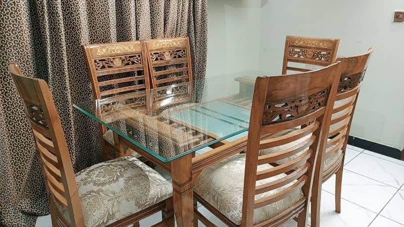 wooden dining table with 6 chairs 1