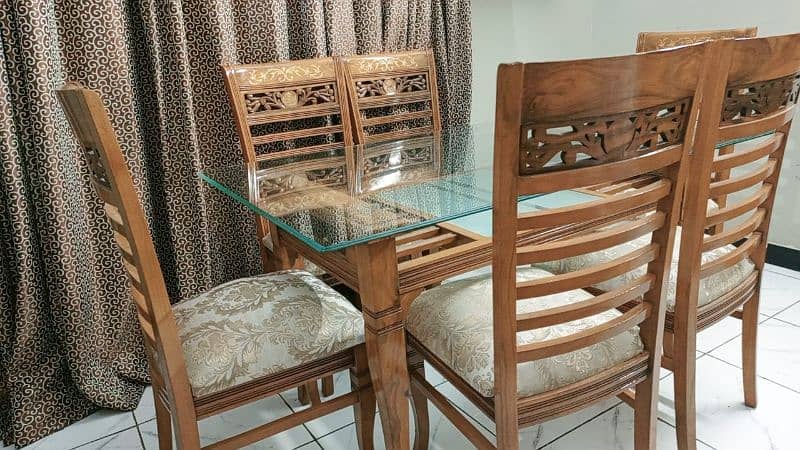 wooden dining table with 6 chairs 2