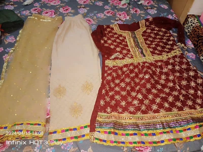 chiffon dress with net duppata 1