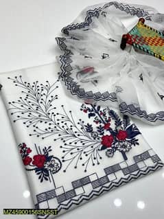 2 Pcs Women's Unstitched Khaddi
Net Embroidered Suit