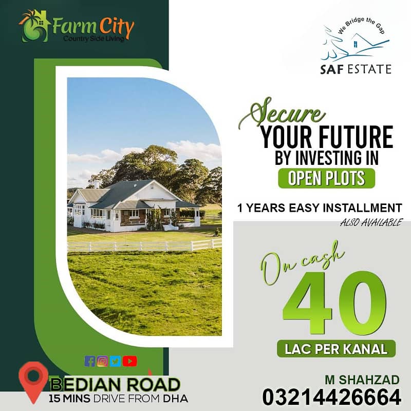 2 Kanal Luxury Farm House Possession Land for Sale at Bedian Road 6