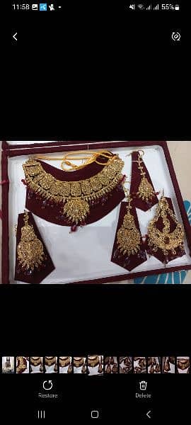 Bridal jewellery set(necklace+jhumar+earrings+bindiya) 0