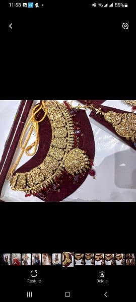 Bridal jewellery set(necklace+jhumar+earrings+bindiya) 2