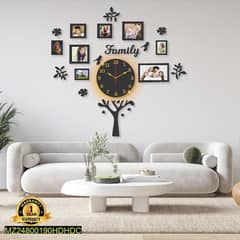 beautiful family tree wall clock with back light