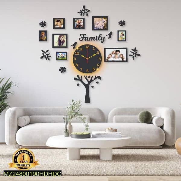 beautiful family tree wall clock with back light 0
