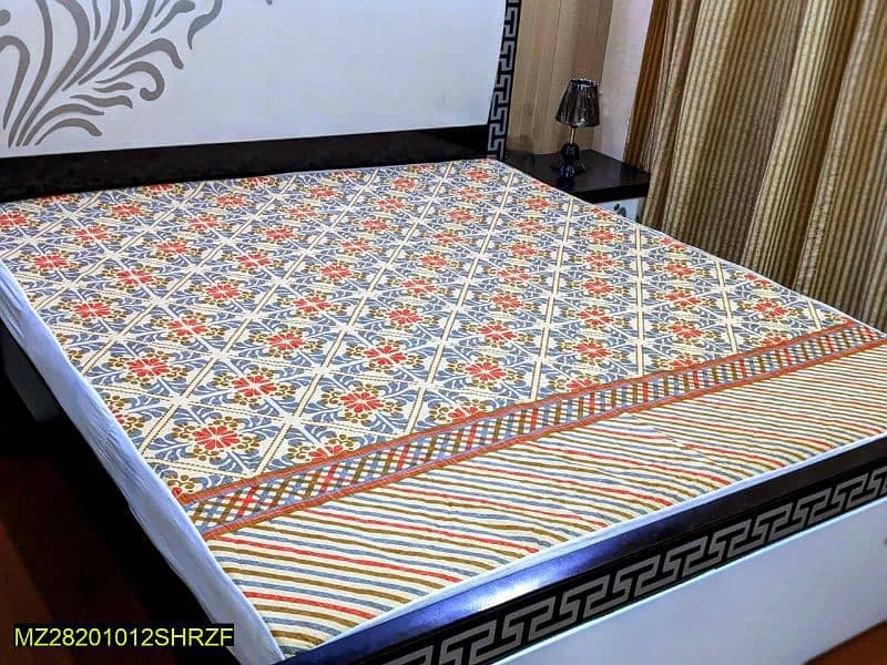 Cotton plain double bed mattress cover 1