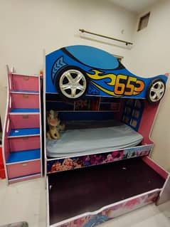 Triple bunk bed used for short time with drawers