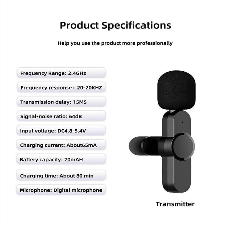 2.4G Lavalier Wireless Portable Microphone For Type C & iphone 6