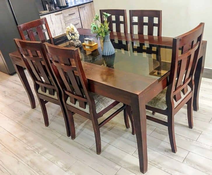 PURE SHESHAM WOOD DINNING TABLE WITH 6 CHAIRS 1