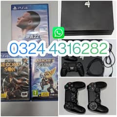 ps4 pro 1tb 10/10 non jailbreak 2 controllers 3 game cds FIFA 22 and