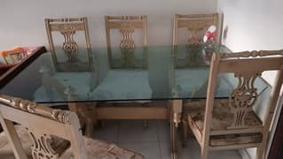 Dining table with 6 chairs Coffe cream color