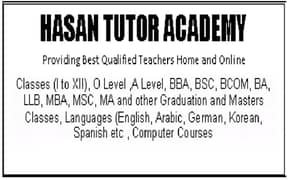 Male and female teachers required for home tuition