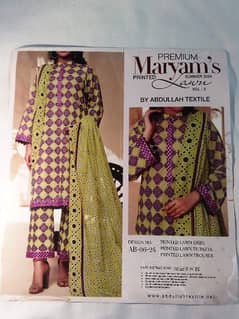 Maryam's unstitched suit 3 piece Printed lawn for women delivery avail
