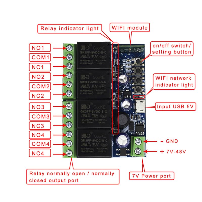 12v Ewelink wifi switch DC 5v 7~48v for electric lock gate motor 14