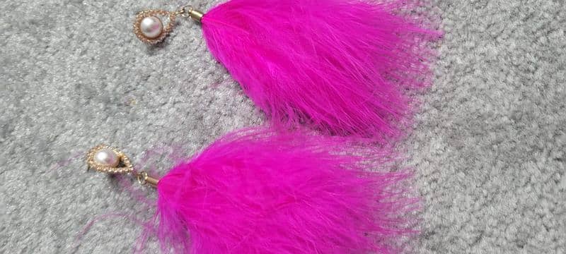 pinkish cute fur earings 0
