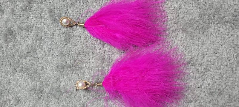 pinkish cute fur earings 1