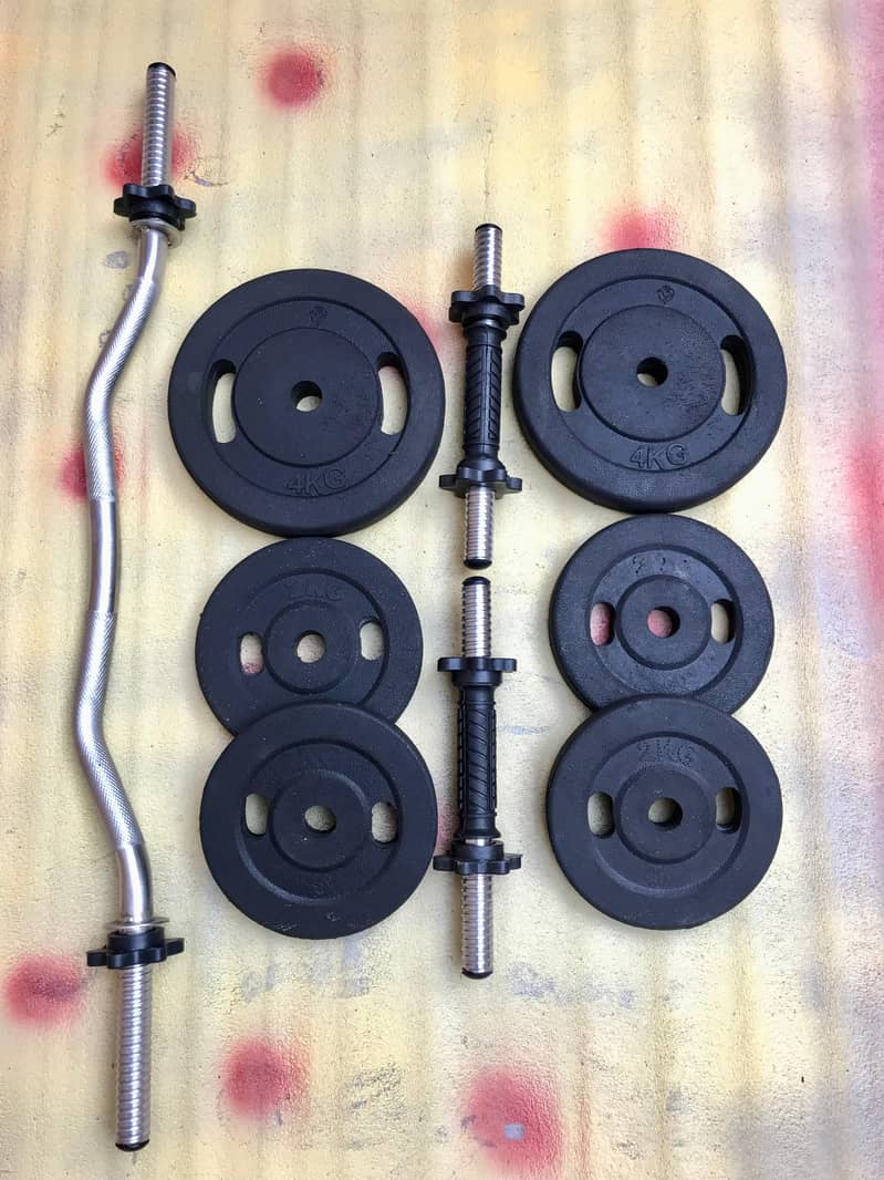 Home gym setup / dumbbell rods / plates / rubber coated plates 4