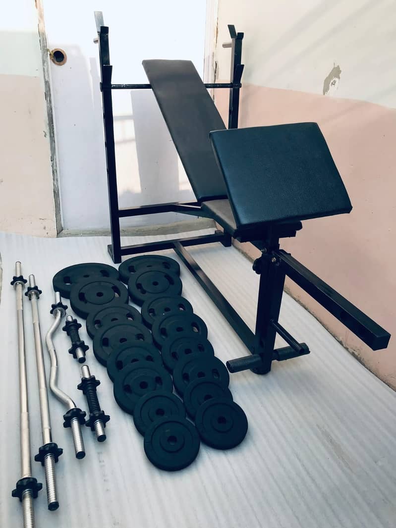 Home gym setup / dumbbell rods / plates / rubber coated plates 0