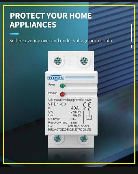 40A 230V Din rail automatic for home appliance over voltage and 1