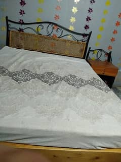 Queen size bed | 2 side tables | Mattress | Teak wood