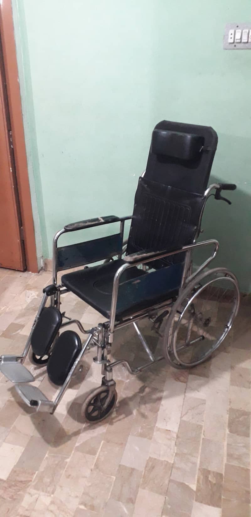 Steel Reclining Commode Wheelchair 1