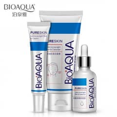 Pack of 3 Bio Aqua Anti Acne Treatment Cream Serum and cleanser Set