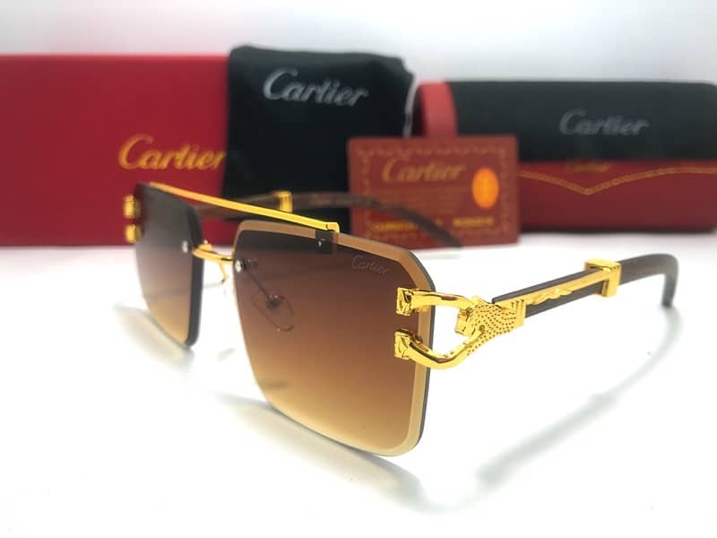 Cartier Wooden Stick Panther Sunglasses For Men and Women. 11