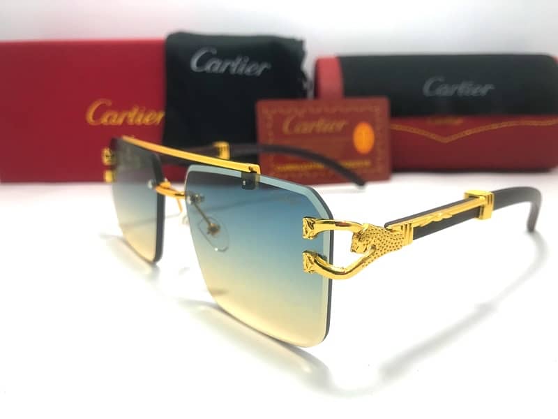 Cartier Wooden Stick Panther Sunglasses For Men and Women. 14