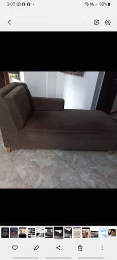 used L shaped brown color velvet sofa set in good condition