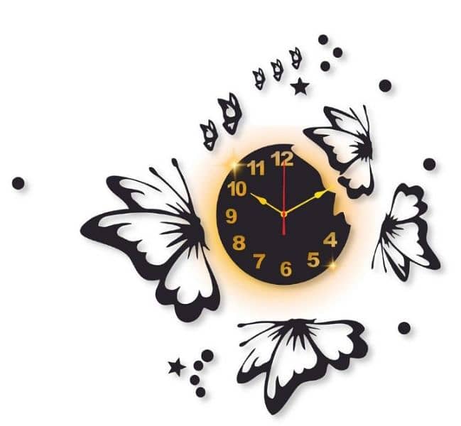 Butterfly laminated Wall clock with Backlight 1
