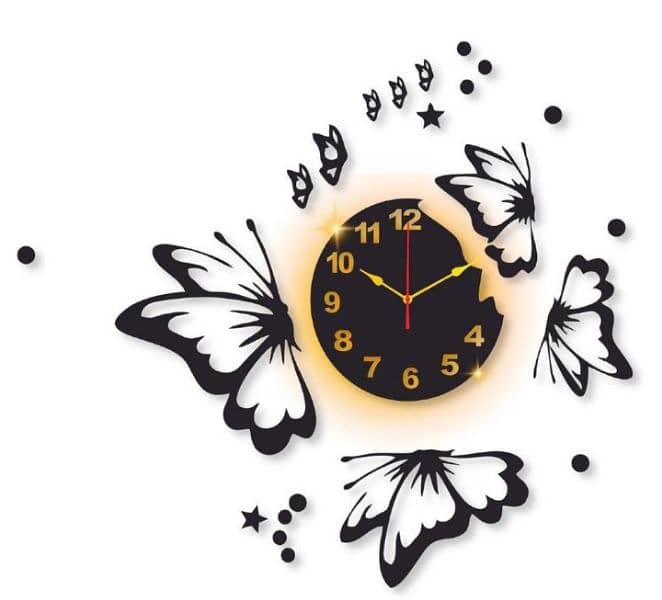 Butterfly laminated Wall clock with Backlight 2