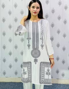 Woman's stitched 2 Piece Printed Suit