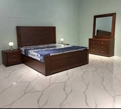 double bed set, king size bed set, sheesham bed set, complete set, fur