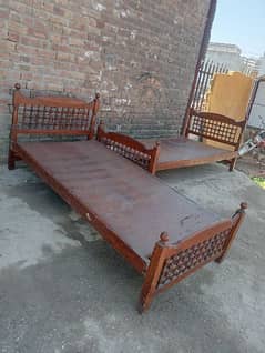 two single beds / single beds for sale pure wood