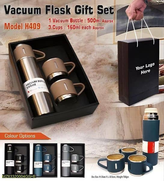 flask water bottle with cups 0