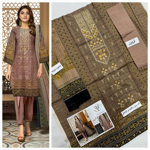 *Brand Mix | 3pc Neck Embroidered 90/70 Lawn with Chiffon duppata 11