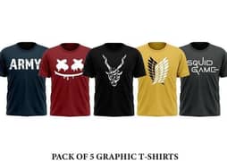 Men's Printed Cotton Jersey T-Shirts pack of 5 0