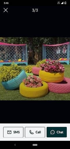 plants and tyres for plants decoration