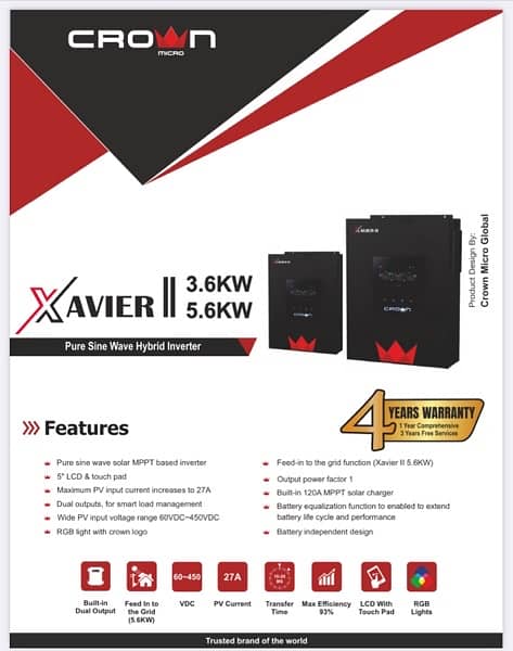 Crown Xavier Ii 3.6kw Pv4500 - Solar Inverter - 1087365947