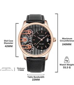 TOMI T-106 Face Gear Dual leather Strap Luxury Watch High Quality