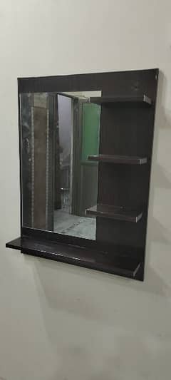mirror with shelf n wood work items